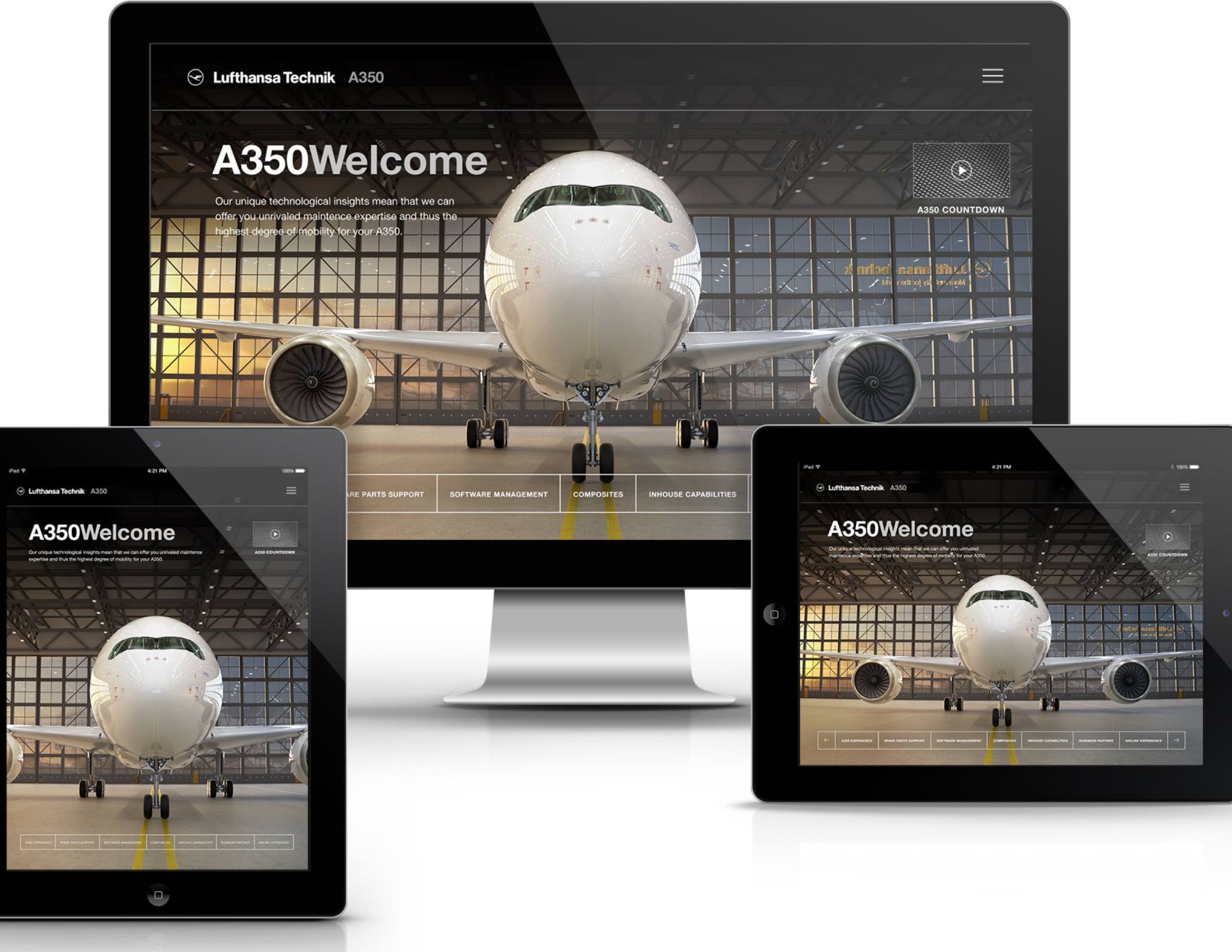 A350 Website Desktop und Tablet Vorschau Homepage