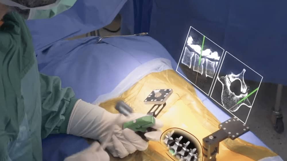Performing surgery, assisted by AR